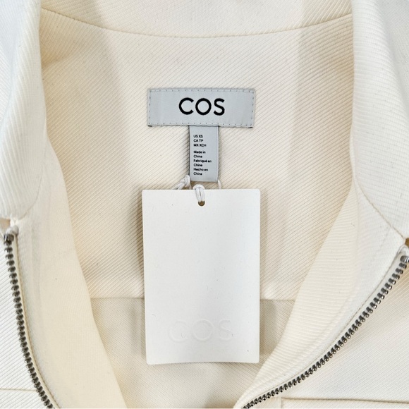 NWT COS Cream White Regular Fit Cropped Twill Lightweight Zip-Up Jacket sz XS - Picture 6 of 9